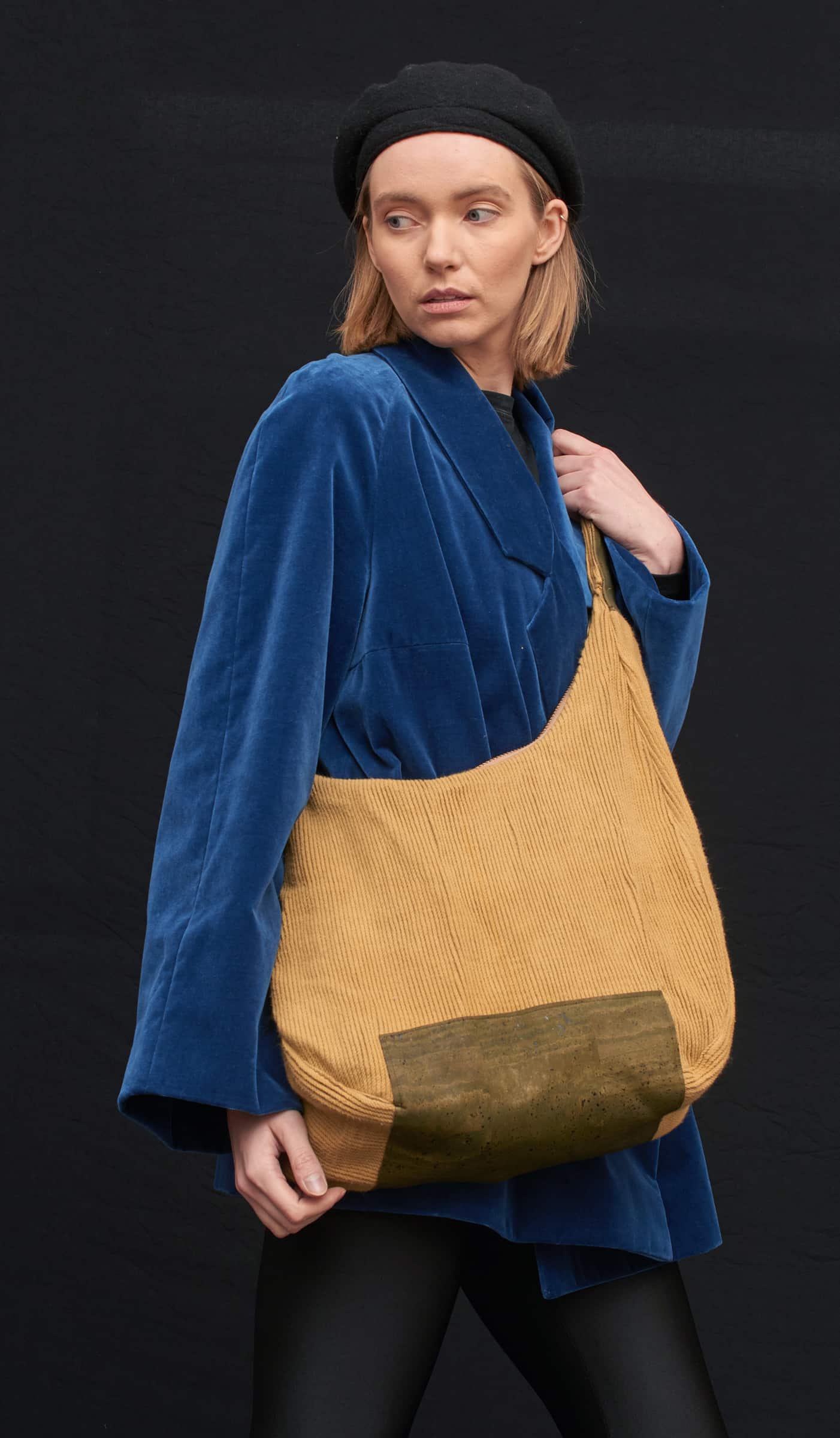 Linen handbag with cork leather details baltabalta